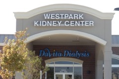 Westpark Kidney Center wall sign closeup view