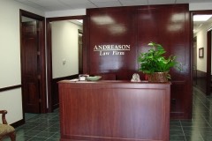 Andreason Law Firm reception wall sign